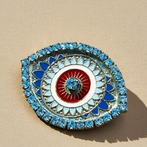 Anthropologie Tova Spirit Eye Crystal Brooch - blue